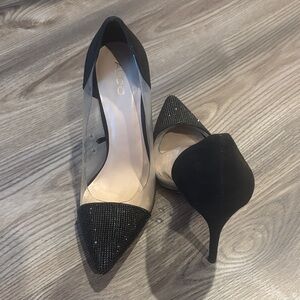 ALDO Black and Clear Stiletto Heels Size 8M
